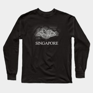 Singapore Map - Cartography Artwork Long Sleeve T-Shirt